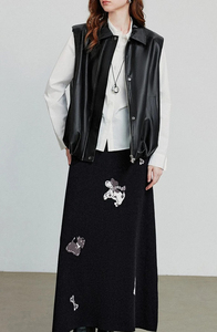 Chalecos de piel de oveja de primera calidad, estilo oversize para mujer, venta al por mayor, chaleco de cuero auténtico de secado rápido con cremallera, chaleco de moda. - Product Image 2