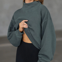 Sudadera Reversible con Cuello Alto Tipo Turtleneck, Oversize, de Algodón y Felpa, para Mujer, con Logotipo Impreso, para Universidad o Campus