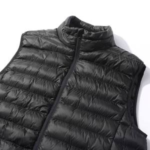 Men's <b>Black</b> V-neck Puffer <b>Vest</b> Zipper Closure Waterproof Windproof Reversible Formal Winter Outerwear 100% Polyester - Product Image 6