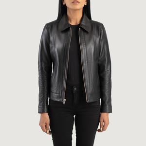 Vestes en cuir véritable pour femmes, col classique noir, haute qualité, style motard et bomber, vente en gros, personnalisables (logo, couleurs, OEM) - Collection 2026 - Product Image 2