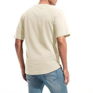 Camiseta de Cuello Redondo y Manga Raglán para Hombre, Color Blanco Hueso, Corte Regular, Color Sólido, Ropa Casual, 100% Algodón Jersey, Tejido Transpirable - Product Image 5