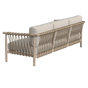 Sofá de Jardín Escandinavo para Exteriores, Tres Plazas, Estructura de Madera, Cojines Beige, Diseño Duradero - Product Image 4