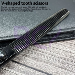 Ciseaux de coiffure professionnels de 7,5 pouces, noirs, multi-usages, haute qualité, nouvelle arrivée, sur mesure, pour salon - Product Image 4