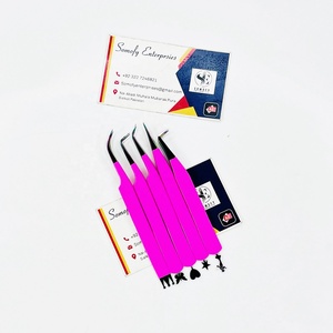 Pince à cils Somofy Enterprises en acier inoxydable, pointes de précision, logo personnalisé, manche rose, outils d'extension de volume - Product Image 6