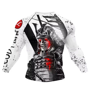 Wholesale Men's Sublimation Long Sleeve MMA BJJ Rashguard Compression Grappling Shirt OEM Custom Print - Product Image 2