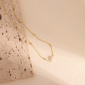 Collier en perles d'eau douce naturelles élégantes, chaîne de clavicule à plusieurs rangs, grain de riz simple, haut de gamme, 14 carats, pour femmes - Product Image 2