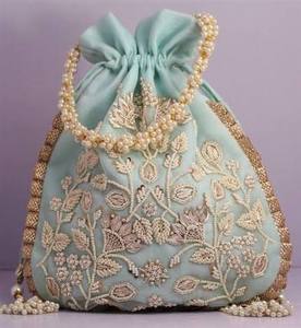 Super Quality Handmade Eco-Friendly Vintage Cotton Embroidery Women Embroidered Potli Drawstring <b>Bag</b> Designer Clutch Festivals - Product Image 3