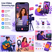 Pengembangan Aplikasi Seluler Streaming Video Langsung Siaran Real-Time Interaksi Penonton Manajemen Konten-Stock MAC Internet