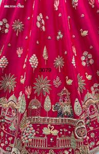 Ensemble Lehenga-Choli de Mariage en Soie Premium Brodé de Motifs Traditionnels (Cygne-Doli) Fait Main, Thème Héritage, Bleu, Needle Exports - Product Image 4