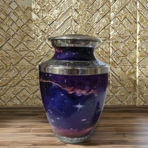 Urna Funeraria para Adultos, Estilo Art Deco, Hecha a Mano, de Aluminio con Esmalte Agrietado, 3.4L, Lavable, con Impresión, para Venta al Por Mayor - Product Image 1