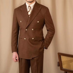 Costume de smoking pour homme en velours côtelé, taille plus, coupe ajustée, 2 pièces, pour mariage (veste + pantalon + cravate) - Product Image 2