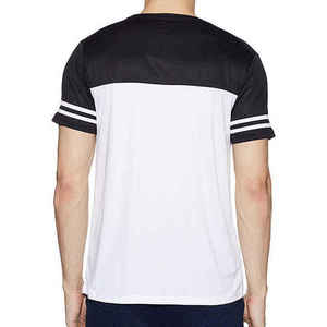 เสื้อยืดคอกลมแขนสั้นผู้ชาย สีดำขาว ตัดต่อสี ดีไซน์เรียบง่าย ทรงปกติ ผ้าเจอร์ซีย์ถัก - Product Image 2