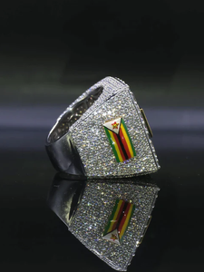 Luxury Moissanite Cocktail Ring 925 Silver 18K Gold Pave Setting Baguette Cut <b>Letter</b> Pattern Men's Gift Jewelry - Product Image 2