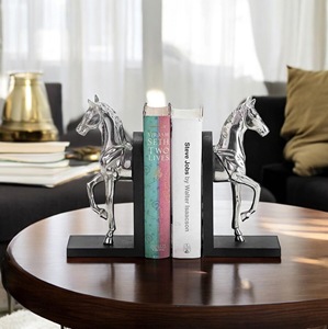 Luxury Horse Head Metal Bookends | Artistic Equestrian <b>Book</b> <b>Holder</b> <b>Stand</b> for Bookshelf, Home Office, Study Table, Library - Product Image 1
