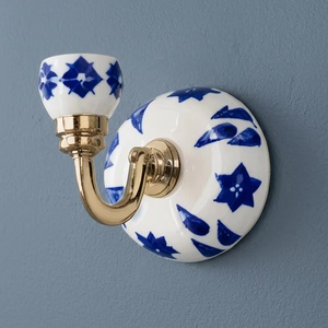 Classic Ceramic <b>Wall</b> <b>Hook</b> With Blue Star Pattern Handmade Single <b>Hook</b> For Decorative Use - Product Image 1