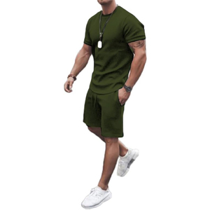Fabricante de Conjuntos de Verano Personalizados para Hombre, 2 Piezas, Pantalones Cortos Cargo de Algodón y Camiseta, OEM, Marca Privada, Venta al Por Mayor - Product Image 1