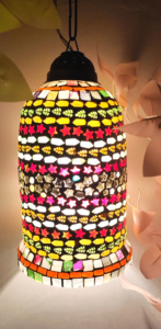 Lanterne en métal marocain avec finition en verre, lampe en mosaïque, fabrication artisanale, portable, décoration de Noël, de mariage et de la maison, DMO-010 - Product Image 1