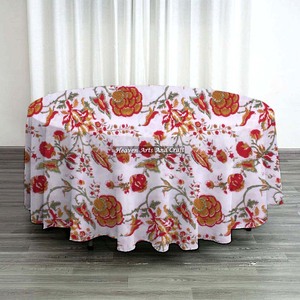120 Inch Customs Block Printed 100% Cotton Hand Block Print <b>Tablecloths</b> Round Custom <b>Linen</b> Table Cloth From India Jaipur - Product Image 3
