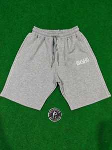 Pantalones Cortos Bermuda de Algodón Gris para Hombre Loshaypappay, Cintura con Cordón, Color Sólido Informal, Diseño de Logotipo Bordado en la Parte Delantera - Product Image 1