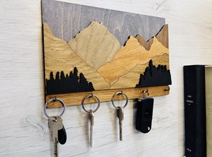 Premium Mountain Landscape <b>Wall</b> Mounted <b>Key</b> Holder <b>Hook</b> Stylish Nature Theme Home Decor And Gift Purpose Organizer From india - Product Image 2