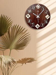 Round Wooden Wall Clock Retro <b>Square</b> Number Dial Silent Quartz Hanging Clock for Living Room Home Decor - Product Image 4
