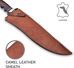 Wholesale Customized OEM ODM PRESTIGE <b>BLADES</b> Modern Ambidextrous Hand Forged Stainless Steel Hunting Bowie <b>Knife</b> Leather Sheath - Product Image 5