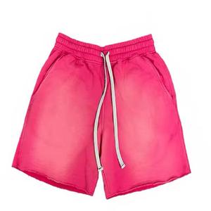 <b>Men</b> Vintage Sun Fade Sweat Cotton <b>Shorts</b> Cut Edge Acid Wash <b>Shorts</b>/ Faded <b>Shorts</b> Streetwear Thick Drawstring Applique <b>Patch</b> - Product Image 1