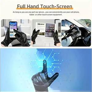 Gants d'hiver en cuir chaud de haute qualité, gants thermiques isolés pour le travail en extérieur, la conduite et la protection contre le froid - Product Image 6