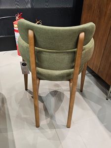 Luxury Solid Teak <b>Dining</b> <b>Chair</b> with Curved Barrel Back and Fabric Upholstery for Hotel Villa Restaurant - Product Image 6