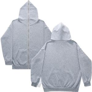 Sudadera con capucha para hombre de alta calidad, extragrande, gruesa, con cremallera, estilo vintage, efecto desgastado por el sol, con lavado ácido. - Product Image 1