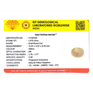Loose 8.35 Carat Oval Cut Yellow Sapphire Gemstone for Fine Jewelry - Product Image 4
