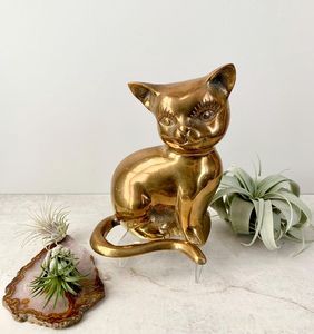 Brass Cat <b>Table</b> Centerpiece Decorative Animal Figurine For Home Living Room Office And <b>Table</b> Styling - Product Image 2