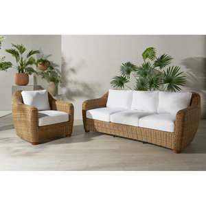 Ensemble de conversation de patio en osier de 2 pièces avec fonction d'abri solaire - Product Image 2