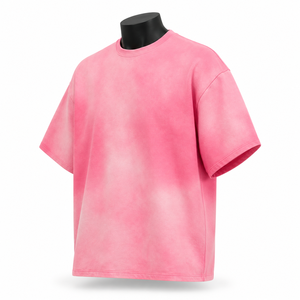 Camiseta Oversize de Algodón Rosa para Hombre, Manga Corta, Cuello Redondo, Ajuste Holgado Casual, Estilo Urbano de Punto Liso - Product Image 4