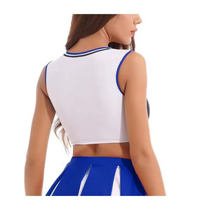 Costume de danse de cheerleading pour femmes et filles, robe plissée sans manches à col imprimé, ensemble uniforme de cheerleader - Product Image 5