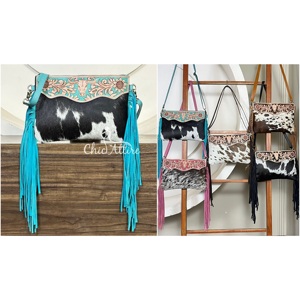 Sac bandoulière en cuir pleine fleur fait main avec franges, style western floral, idéal pour femme - Vente en gros 2026 - Product Image 1