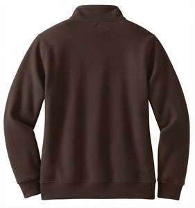 Sweat-shirt polaire marron pour homme, personnalisé, en gros, avec fermeture éclair quart de tour, en molleton épais - Product Image 2