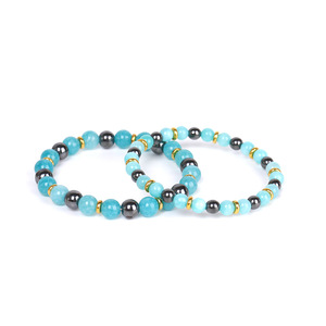 Conjunto de Pulseras Clásicas y Modernas de Aleación con Perlas de Imitación, Bolas de Jade Negras y Grises, Bañado en Oro, Unisex, para Fiestas y Moda - Product Image 4