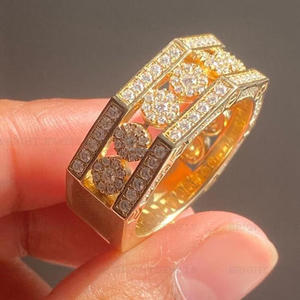 Bague en argent sterling 925 rhodié avec cluster de diamants Moissanite 1,42 carat, alliance de mariage et d'anniversaire pour hommes et femmes, bijoux hip-hop glacés - Product Image 4