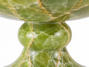 Bol sur piédestal en onyx vert naturel fait main, plat de service en pierre polie, centre de table décoratif pour salle à manger, hôtel, Feng Shui - Product Image 4