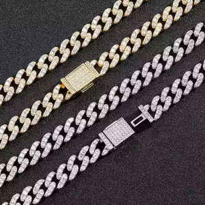 Cadena Cubana Hip Hop de 12 mm con Diamantes Moissanite Redondos VVS, Collar Personalizado de Plata 925, Joyería de Cadena Cubana - Product Image 2