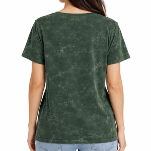 T-shirt pour femme, col en V uni, manches courtes, tissu doux, décontracté, léger, respirant, pour tous les jours - Product Image 2