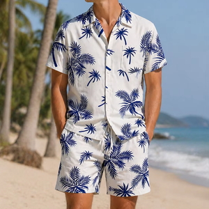 100% Poly Men's Casual Beech Wear Summer Shirt 300 Grams Breathable Quick Dry Eco-Friendly Short Sleeve Floral Print Design - Product Image 1