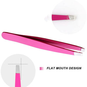 Juego de 3 Pinzas Profesionales para Cejas de Acero Inoxidable con Punta Inclinada - Product Image 3