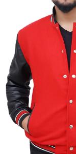 Blouson universitaire en toile personnalisé avec logo pour homme, en laine douce, col montant côtelé, fermeture éclair, respirant, coupe ajustée, avec doublure en fourrure de mouton - Product Image 2