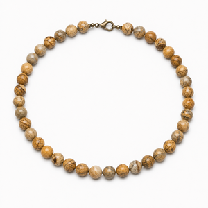 Collar de cuentas de amazonita de 8 mm de Rudra Gems, cuentas de piedra natural moteada, cierre seguro de plata, estilo religioso, unisex, terceros. - Product Image 2