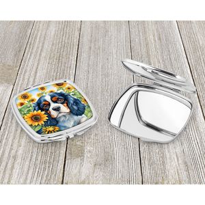 Cavalier Spaniel girasoles compacto plegable espejo de maquillaje de mano portátil de viaje espejo decorativo regalo para mujeres y niñas - Product Image 3