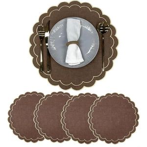 Juego de 4 Manteles Individuales de Lino y Algodón con Bordado de Flores Festoneadas, 15 Pulgadas, Textura de Lino Natural, Lavables a Máquina - Product Image 2