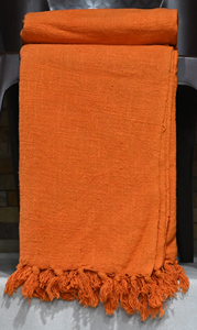 Manta de Coral Sólido Naranja con Borlas, Estilo Bohemio, Decoración para el Hogar para Todas las Estaciones, Rectangular, Suave y Tejida - Product Image 3