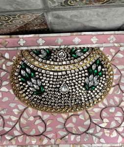 RESIN CLUTCH WITH <b>WHITE</b> COLOUR and KUNDAN WORK ENVIRONMENT PARTY WEAR HANDWORK - Product Image 6